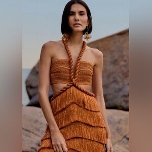 PatBO Pampas Metalic Fringe Mini 
Size 12
Brand New with tags